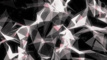 dinámica digital cuadrícula resumen red de interconectado líneas, puntos, y brillante polígonos, resumen digital red interconectado geométrico líneas y puntos en un oscuro antecedentes video