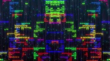 vibrerande digital koda strömma abstrakt programmering språk data ström bakgrund, vibrerande neon html och javaScript koda strömma dynamisk programmering bakgrund video