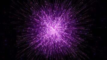 Mesmerizing Purple Particle Burst Abstract Cosmic Explosion With Radiant Light Rays And Starburst Effect On Dark Background, Vibrant Purple Particle Burst Background. Dynamic Glowing Light Trails Expl video