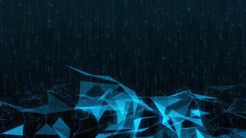 dynamisch Digital Netzwerk Hintergrund mit abstrakt Blau Plexus und fallen Daten Ströme, abstrakt Blau geometrisch Netzwerk mit Kaskadierung Digital Partikel und glühend Verbindungen video