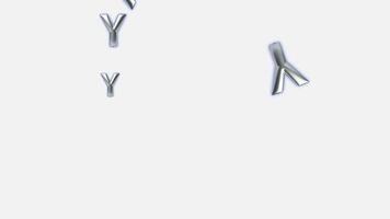 3D Rendering of Metallic Y-shaped Antibodies Floating in White Space. Abstract Medical Science Background with Immunoglobulin Molecules for Health, Immunity, and Research Concepts. video