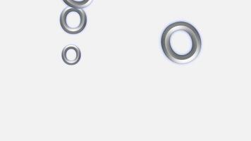Abstract Silver Rings With Blue Glow Floating On White Background - Seamless Loop Motion Graphics,dynamic 3d Silver Rings With Blue Glow On White. Modern Abstract Geometric Background, Tech Connectivi video