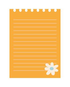 Orange Notepad with Daisy Flower Illustration. Ideal for stationery, design projects, and creative concepts. vector