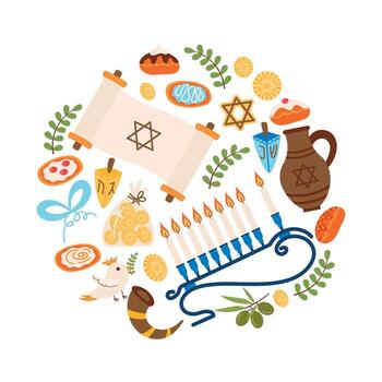 A set of Hanukkah elements. A collection of graphic elements for the website. vector