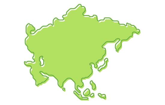 Green simplified map of the continent of Asia in a simple style vector