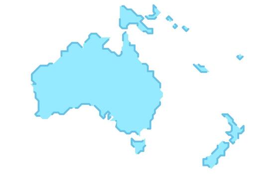 Simplified map of the continent of Oceania in a simple style vector