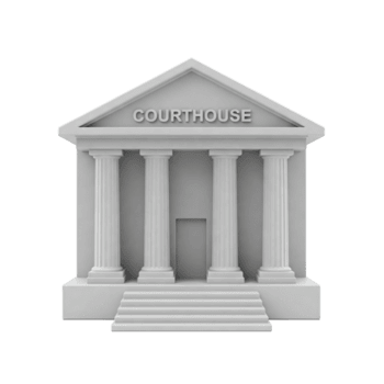 A 3d rendering of a courthouse with columns and pillars png