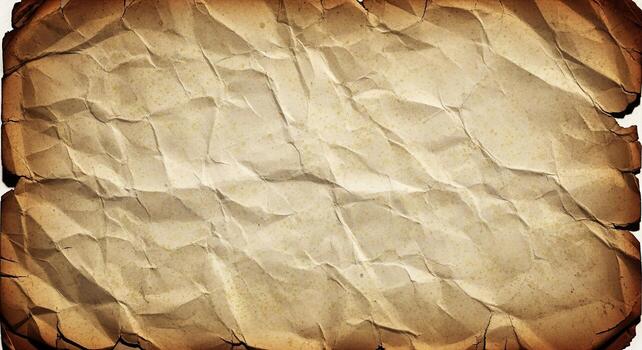 Aged and crumpled paper with burnt edges, vintage texture photo