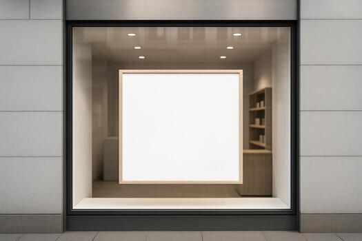 A blank white frame is sitting in a window photo