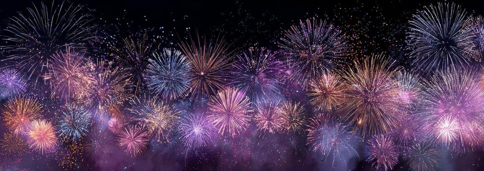 Fireworks in the sky with many different colors photo
