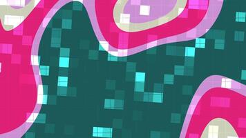 Abstracts Liquid Blink Square Abstract geometric animation with pink, teal and white shapes moving in a grid pattern background video