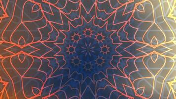 Marin bränd orange fascinerande kalejdoskop animering med geometrisk mönster skapande en symmetrisk och hypnotisk visuell visa video