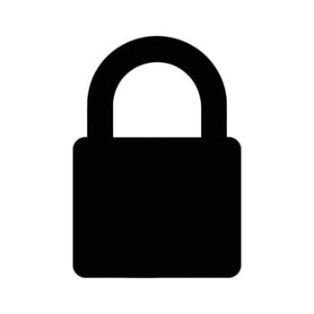 un minimalista negro silueta de un cerrado candado, representando digital seguridad, datos cifrado, y seguro red acceso vector