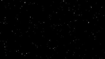 abstrakt vit partiklar flytande i en mörk tomhet, representerar en kosmisk eller digital bakgrund video