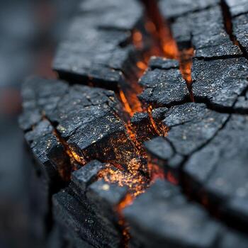 ascuas radiante. un macro ver de fracturado carbonizarse y incandescente ligero dentro 60 60 caracteres foto