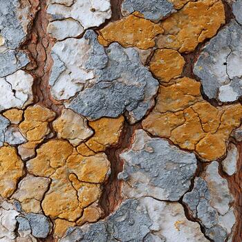 Captivating bark texture. Abstract mosaic of earthy tones and rugged patterns of aged tree photo