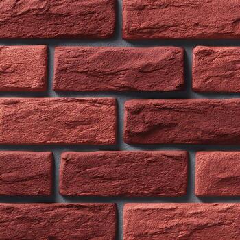 Rustic red brick cladding showing varied textures and shades adds depth and visual interest to a photo