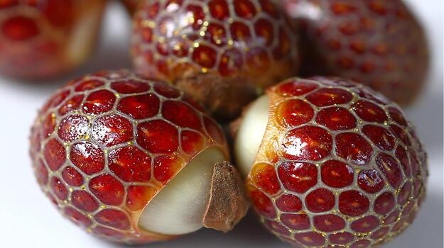 Close-up showcasing the unique and captivating pattern of exotic fruits' outer layer photo