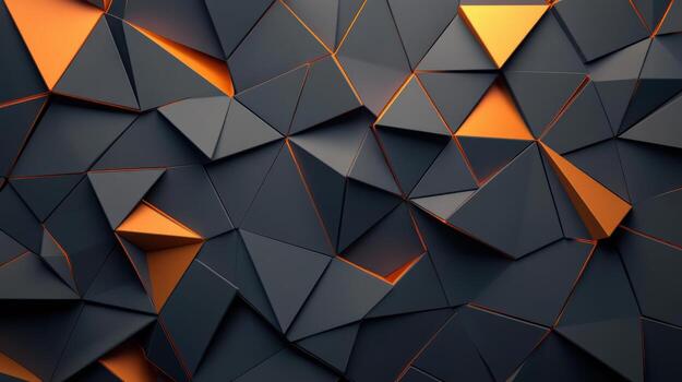 3d representación de un negro y naranja geométrico modelo foto