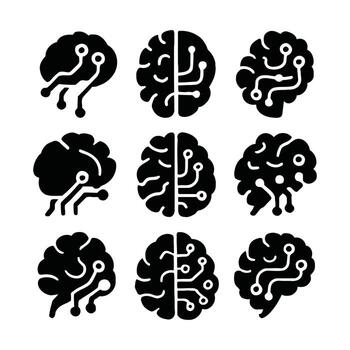 Brain Icons A Collection of Neural Network and Artificial Intelligence Symbolic Representations vector