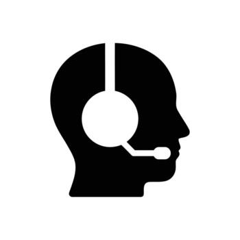 Customer Support Representative Icon with Headset, Communication, and Assistance vector