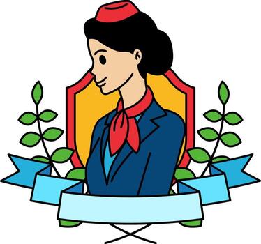 logotype icon of an air hostess cabin crew vector