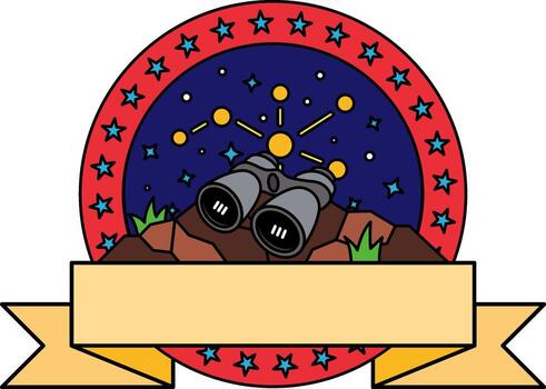 logotype of a stars and a pair of binoculars vector