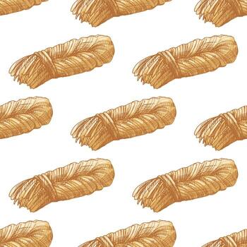 mano dibujado sin costura modelo de ahumado trenzado queso cuerda en amarillo color aislado lechería vector