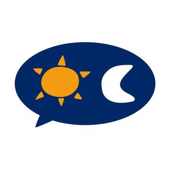 Sun and Moon Conversation. Minimal illustration of a speech bubble with sun and moon icons. Simple design for winter solstice. vector