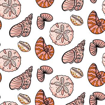 Colorful shell patterns on white background vector
