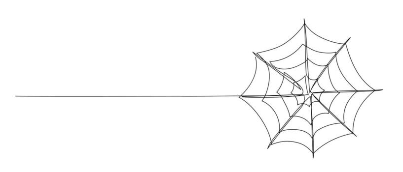 Spider web one continuous line illustration. Hand drawn sketch isolated on white background. vector