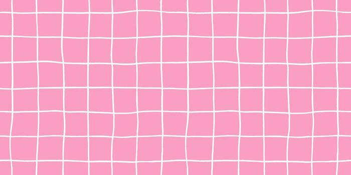 Check pink seamless pattern grid hand-drawn lines creating a playful background with wavy doodle textured stripes, perfect for cute designs and modern decor in crayon illustration. vector