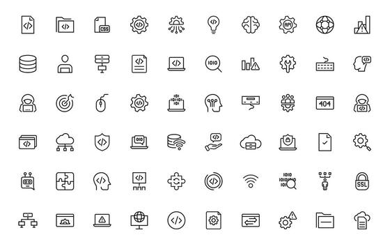 Collection of coding and technology icons vector