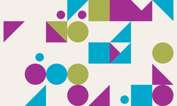 Abstract Geometric Composition with Circles Squares and Triangles Modern Design vector