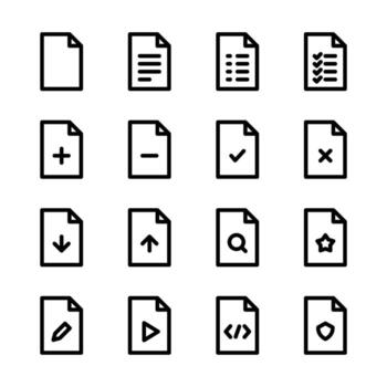File line icon . Document icons. Report, File, Checklist, Add and Remove file line icons. vector