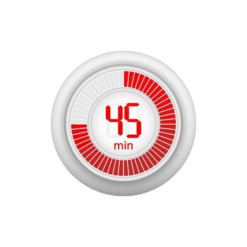 Icon of a timer with 45 minutes on the white background. illustration. vector