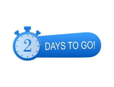 Timer with 2 days to go flat icon. stock illustration on white background. vector