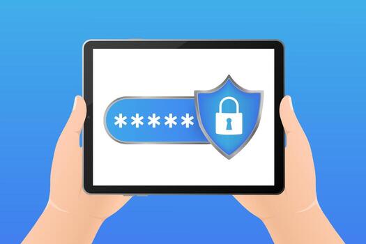 Password secure. illustration, flat. Isometric illustration. Data secure. Icon for mobile app design. vector