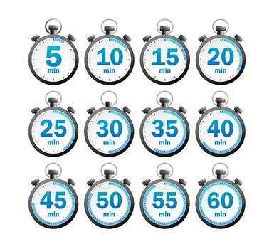 Modern timer set, great design for any purposes. Countdown timer. Watch, time icon, clock icon . Clock counter. vector