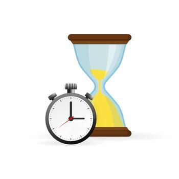 reloj de arena y término análogo reloj íconos en plano estilo, reloj de arena Temporizador en un blanco antecedentes. diseño elementos. vector