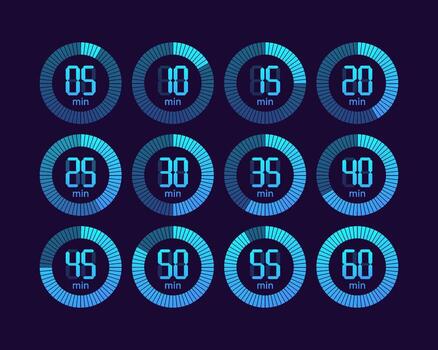 Collection with chronometer timer collection for web design. Clock face. illustration. vector