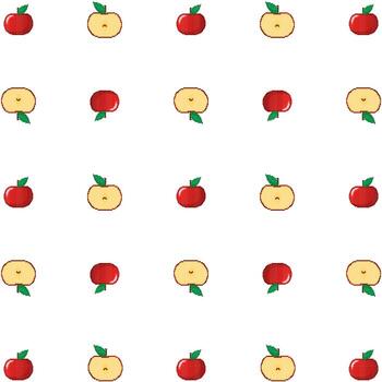 Classic abstract illustration with red pixel and bitten apple for pattern design. Pixel illustration. Abstract background vector