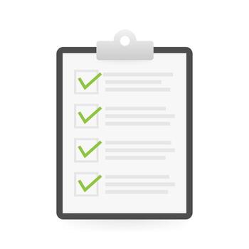 Clipboard with checklist icon on a white background. vector