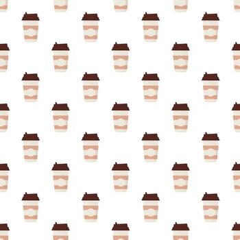 Paper coffee cup in 3d style pattern on white background. Blank mockup. Mock up, template. Coffee drink vector