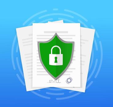 Flat document secure for paper design. Digital signature concept. illustration design. vector