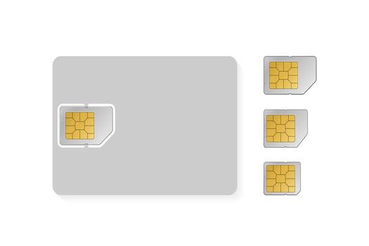 Set of sim card objects in flatstyle on a white background. illustration. vector