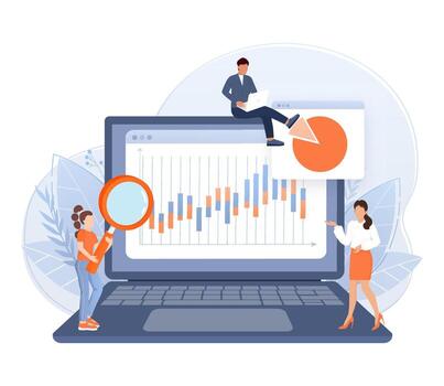 Initial coin offering, ICO Token production process illustration. Cryptocurrency trading desk, bitcoin futures, financial technology, blockchain ICO abstract metaphor vector