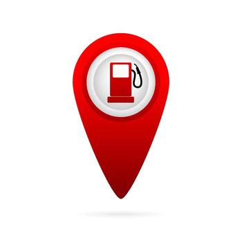 Map pointer with gas station icon. Map pin icon isolated on white background. vector
