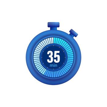 Icon of a timer with 35 minutes on the white background. illustration. vector