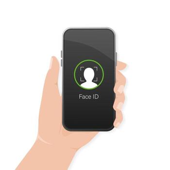 mobile device concept. Face recognition. Mobile app design. Face id. vector